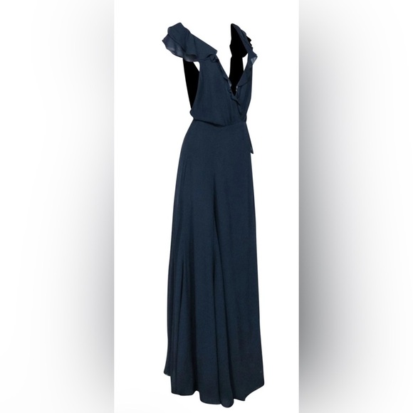 REFORMATION maxi Dress in Navy size 4 with adjustable trap belt 100% viscose - Picture 9 of 11